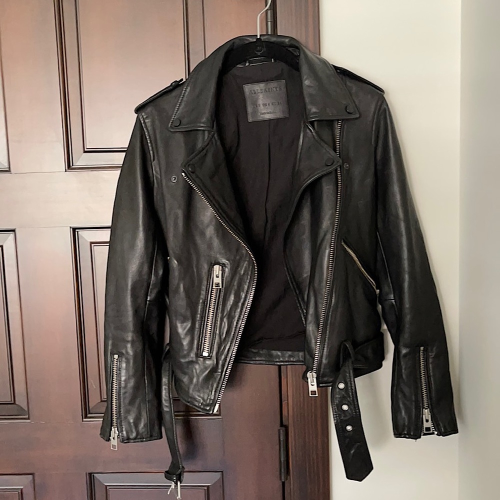 All Saints Classic Black Leather Jacket
